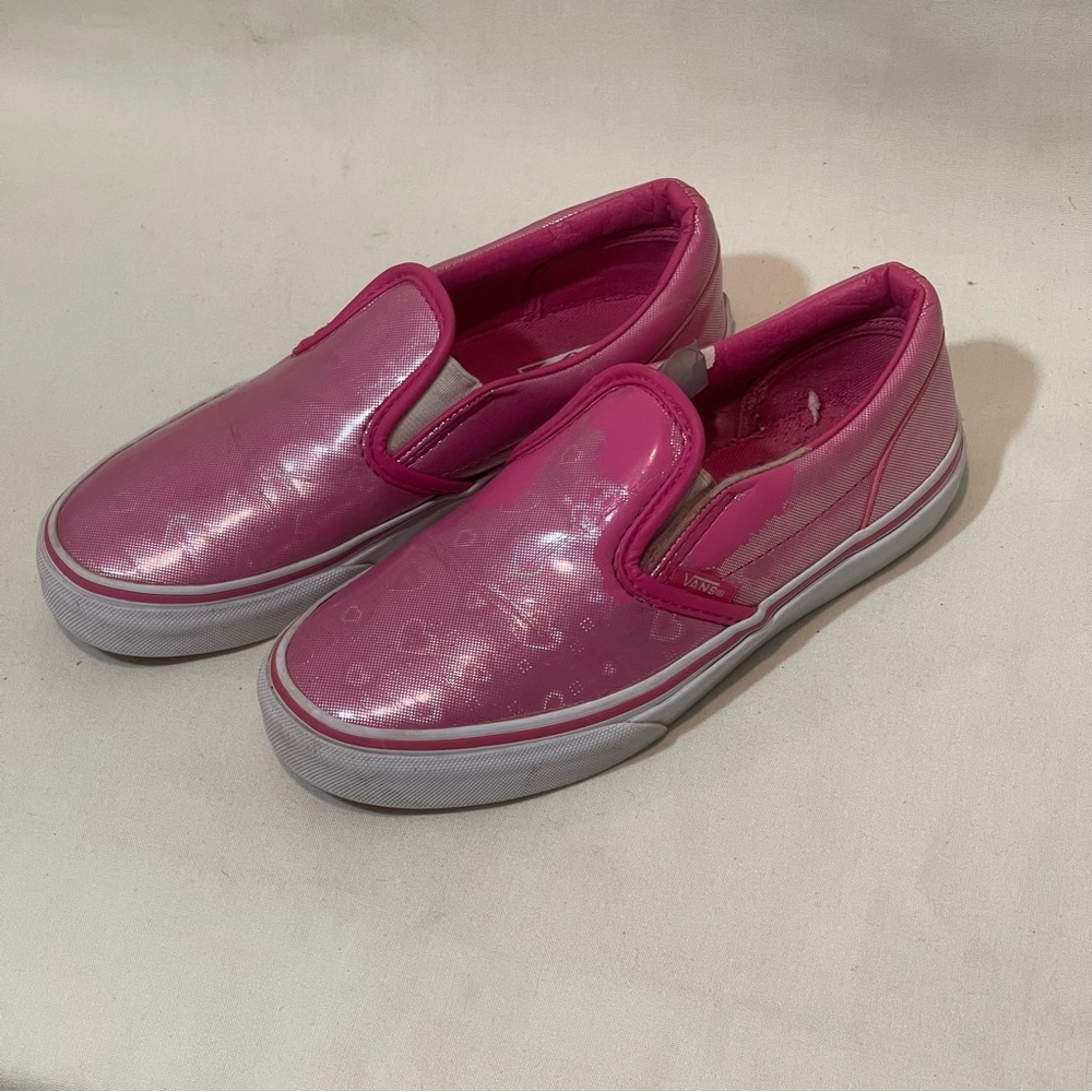 Vans Hello Kitty Holographic Pink Hearts Slip-On shoes Youth sz: 3